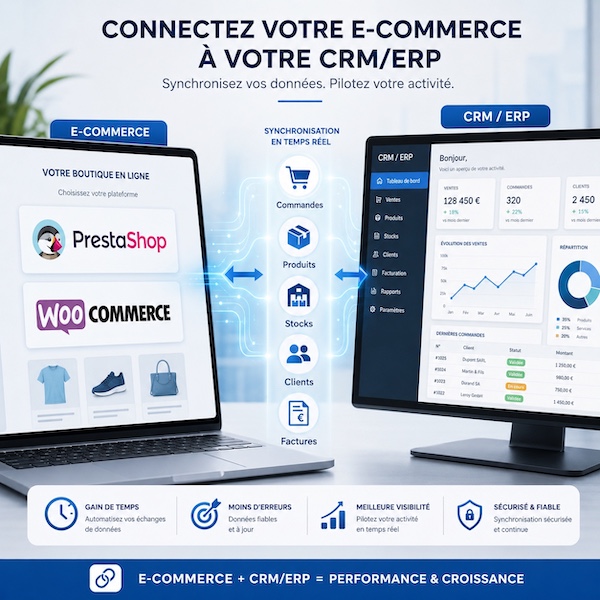 Connexion d'un site e-commerce &agrave; un ERP et un CRM par KREATIC pr&egrave;s de Lille